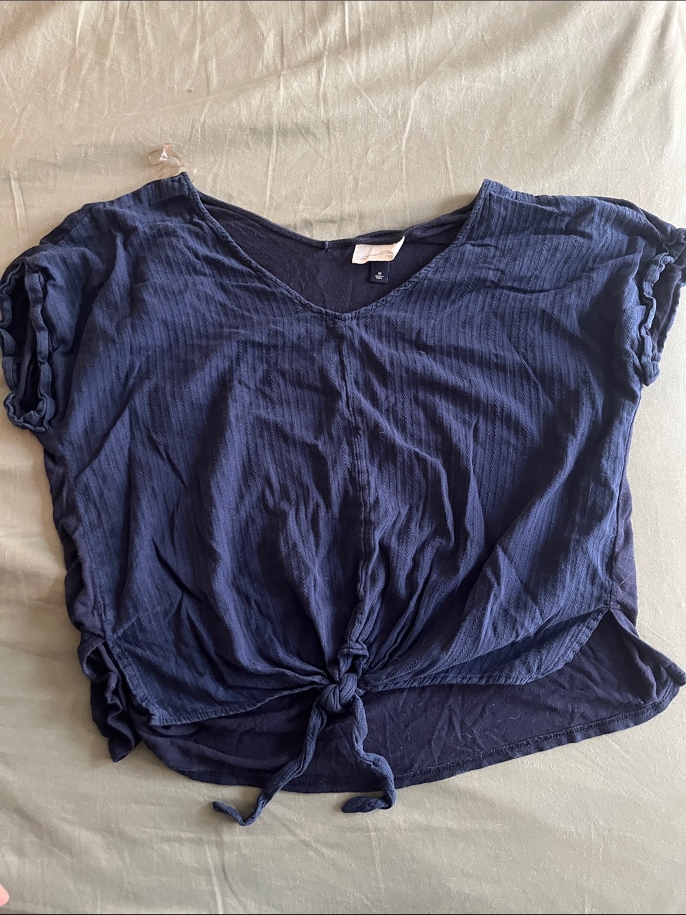 Universal Thread Navy Knot-Front Crop Top